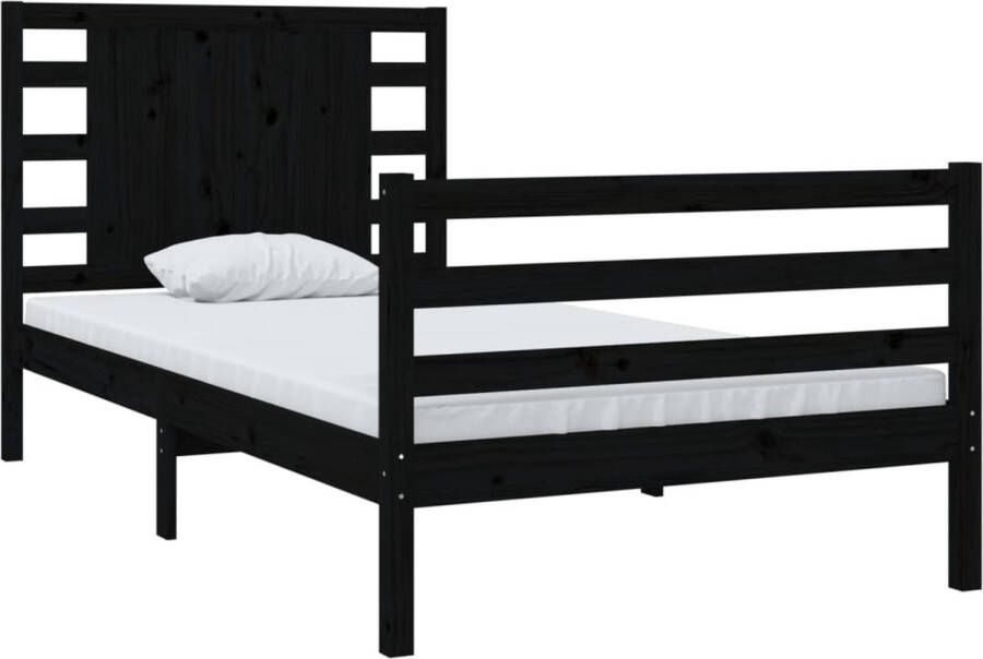 Maison Exclusive Bedframe massief grenenhout zwart 90x190 cm 3FT Single