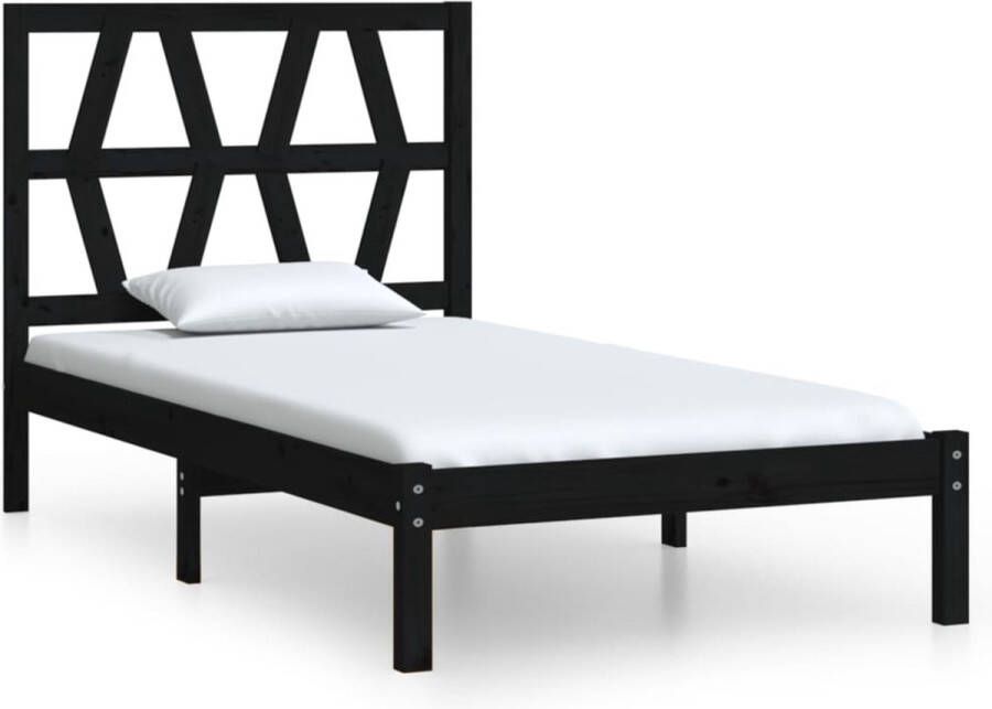 Maison Exclusive Bedframe massief grenenhout zwart 90x190 cm 3FT Single