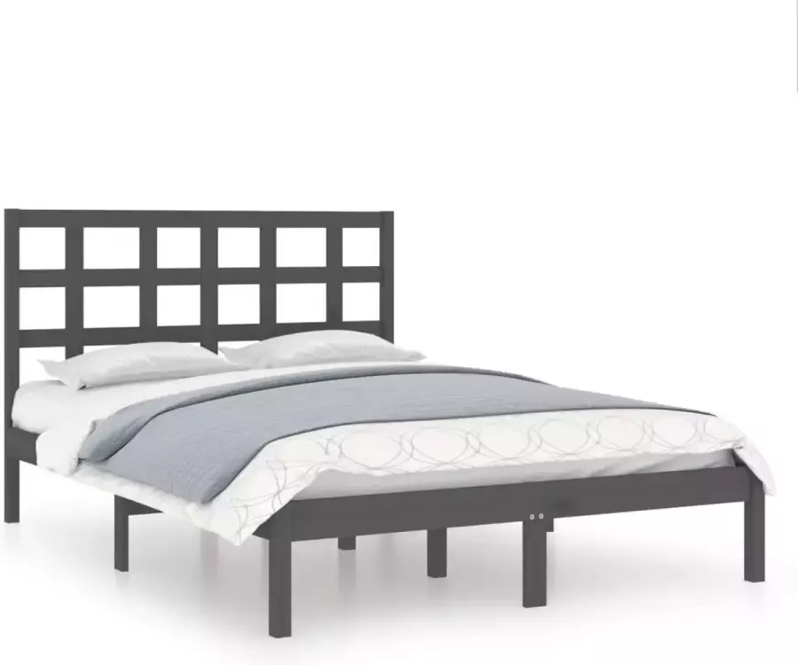 Maison Exclusive Bedframe massief hout grijs 135x190 cm 4FT6 Double