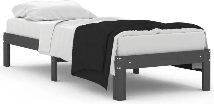 Maison Exclusive Bedframe massief hout grijs 75x190 cm 2FT6 small single