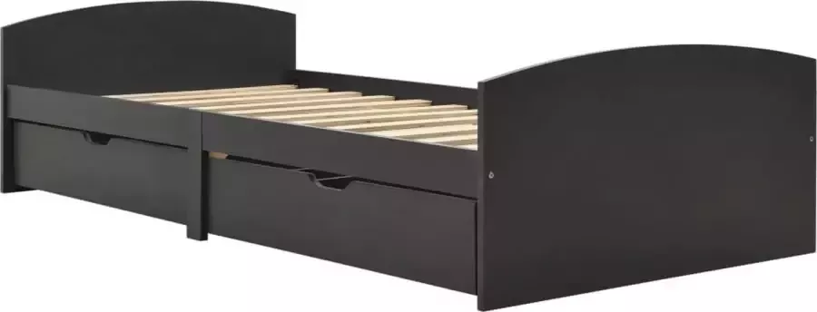 Maison Exclusive Bedframe met 2 lades massief grenenhout grijs 90x200 cm