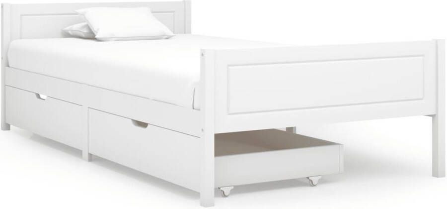 Maison Exclusive Bedframe met 2 lades massief grenenhout wit 100x200 cm