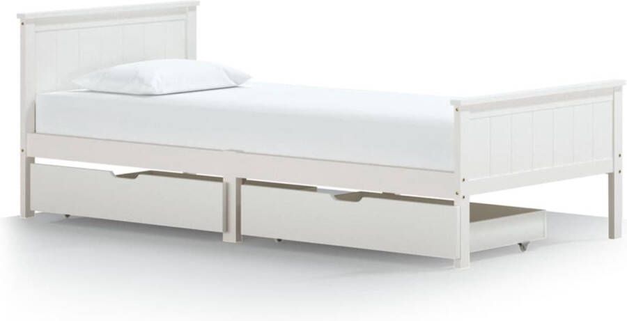 Maison Exclusive Bedframe met 2 lades massief grenenhout wit 100x200 cm