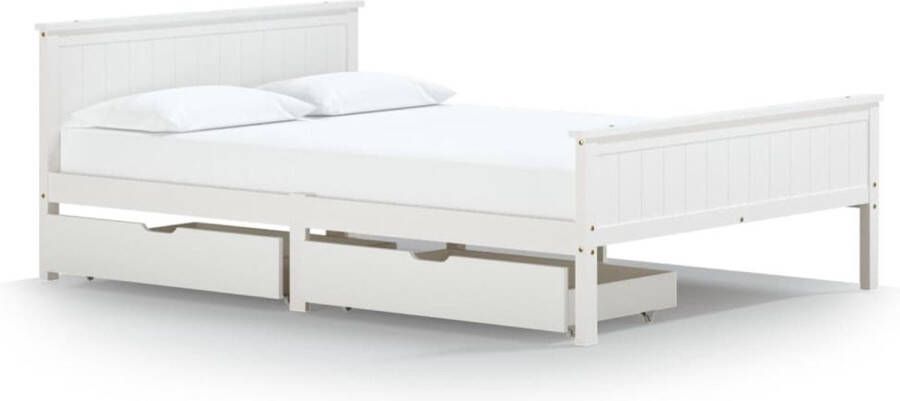Maison Exclusive Bedframe met 2 lades massief grenenhout wit 140x200 cm