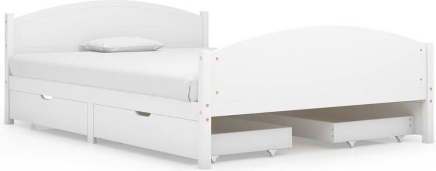 Maison Exclusive Bedframe met 2 lades massief grenenhout wit 160x200 cm