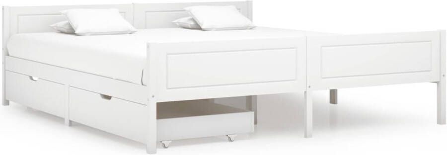 Maison Exclusive Bedframe met 2 lades massief grenenhout wit 180x200 cm