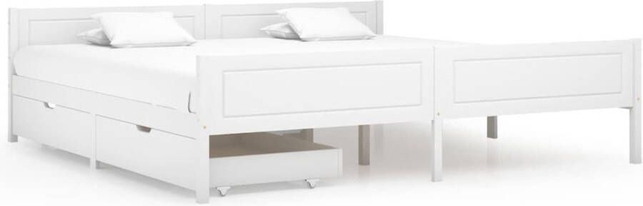 Maison Exclusive Bedframe met 2 lades massief grenenhout wit 200x200 cm