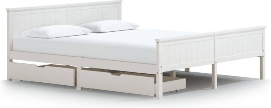 Maison Exclusive Bedframe met 2 lades massief grenenhout wit 200x200 cm