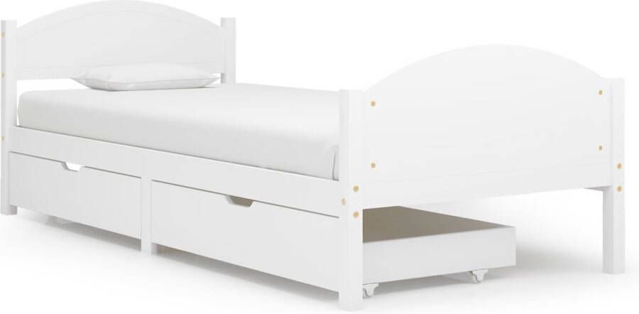 Maison Exclusive Bedframe met 2 lades massief grenenhout wit 90x200 cm