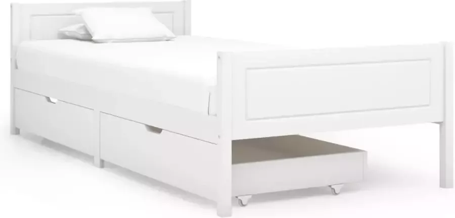 Maison Exclusive Bedframe met 2 lades massief grenenhout wit 90x200 cm