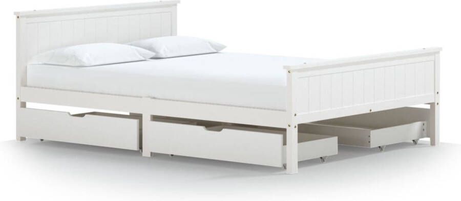 Maison Exclusive Bedframe met 4 lades massief grenenhout wit 140x200 cm