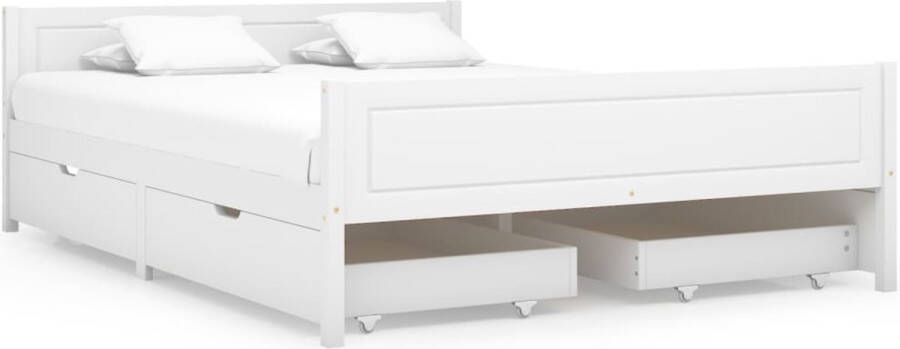 Maison Exclusive Bedframe met 4 lades massief grenenhout wit 140x200 cm