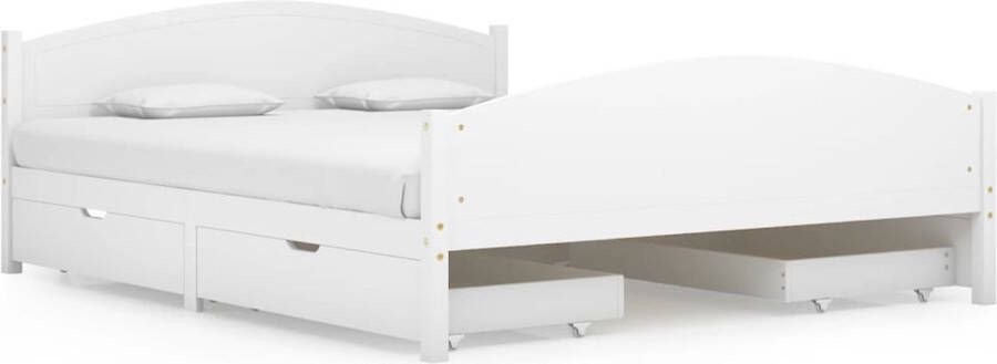 Maison Exclusive Bedframe met 4 lades massief grenenhout wit 160x200 cm