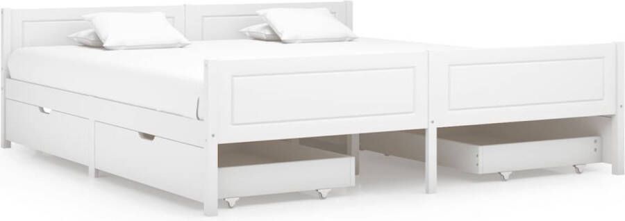 Maison Exclusive Bedframe met 4 lades massief grenenhout wit 180x200 cm