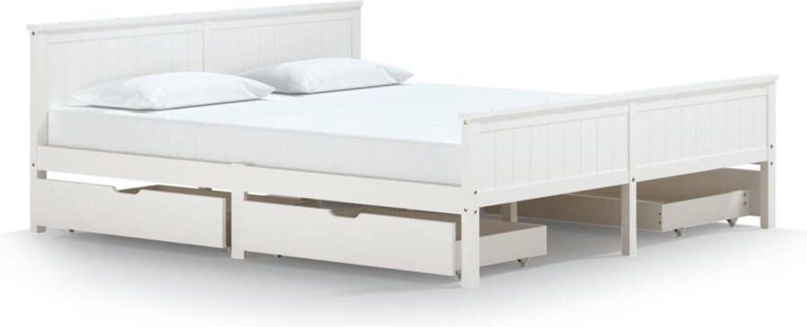 Maison Exclusive Bedframe met 4 lades massief grenenhout wit 180x200 cm