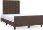 Maison Exclusive Bedframe met hoofdbord kunstleer bruin 120x200 cm - Thumbnail 1