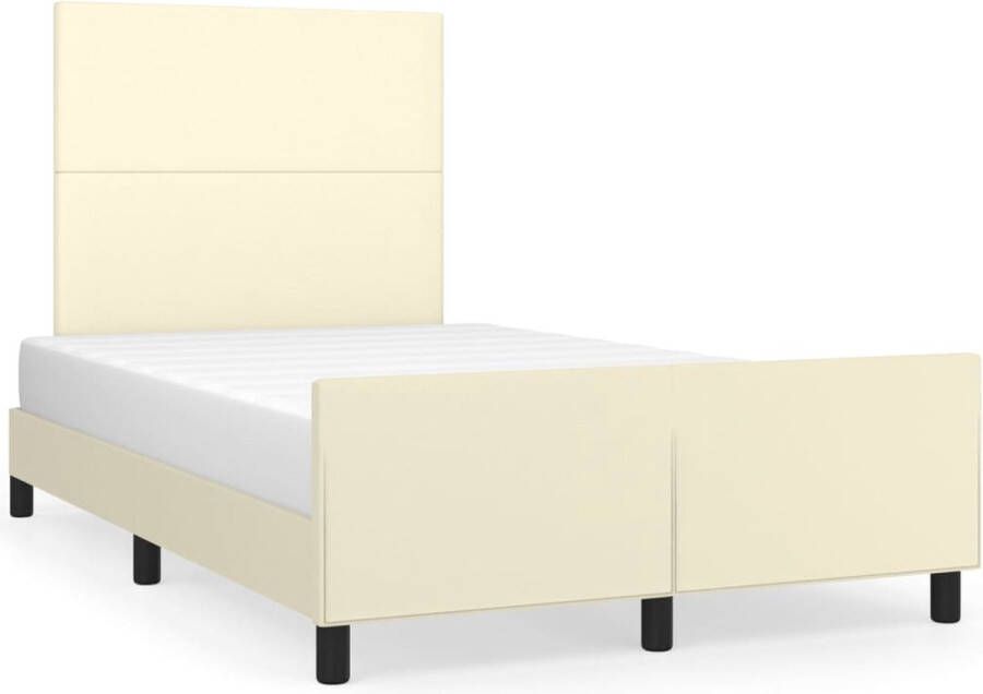 Maison Exclusive Bedframe met hoofdbord kunstleer crèmekleurig 120x200 cm