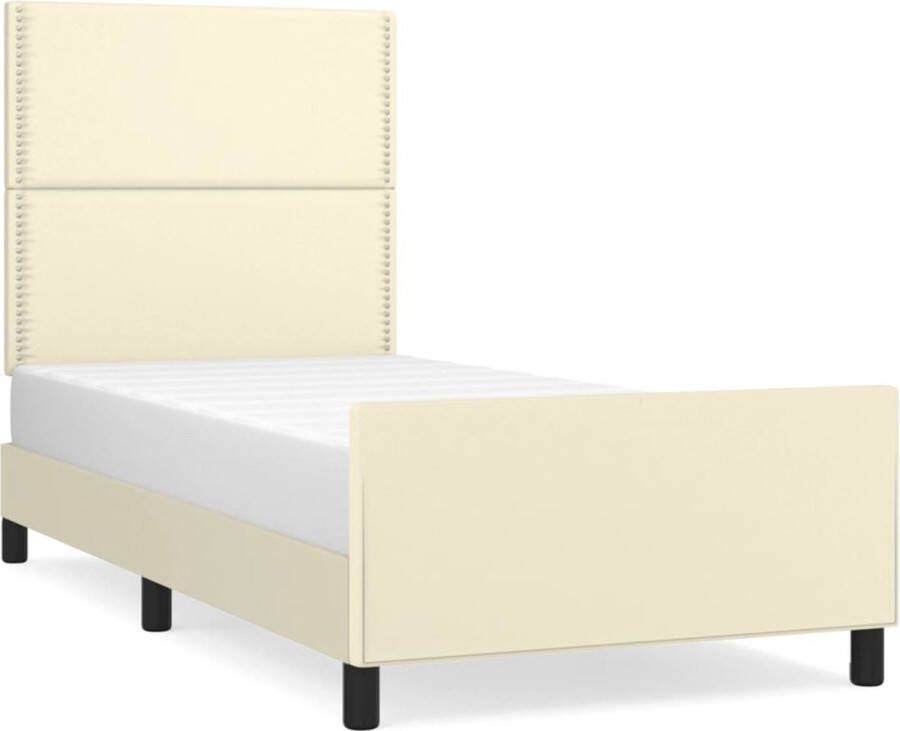 Maison Exclusive Bedframe met hoofdbord kunstleer crèmekleurig 80x200 cm