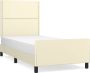 Maison Exclusive Bedframe met hoofdbord kunstleer crèmekleurig 80x200 cm - Thumbnail 2