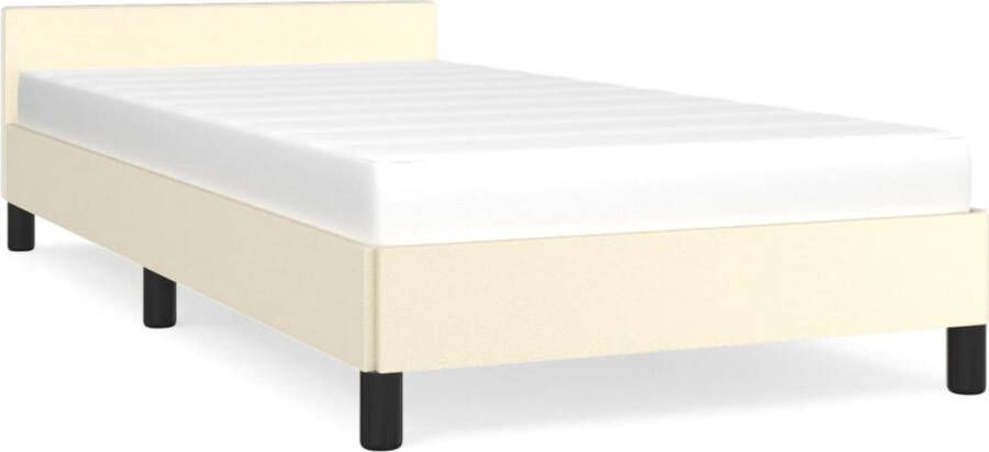 Maison Exclusive Bedframe met hoofdbord kunstleer crèmekleurig 80x200 cm