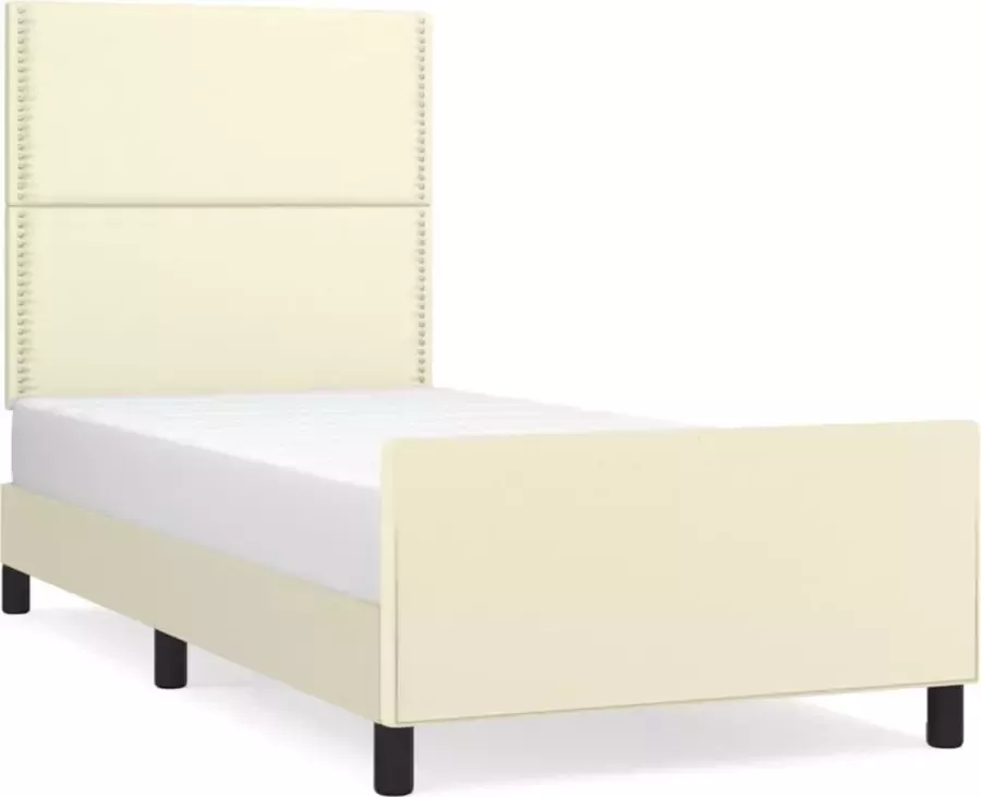 Maison Exclusive Bedframe met hoofdbord kunstleer crèmekleurig 80x200 cm