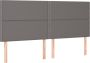 Maison Exclusive Bedframe met hoofdbord kunstleer grijs 200x200 cm - Thumbnail 2