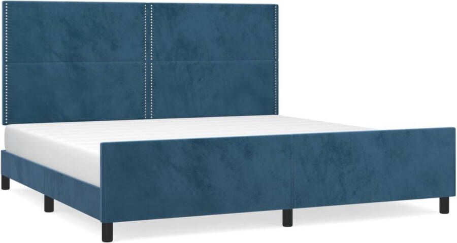 Maison Exclusive Bedframe met hoofdeinde fluweel donkerblauw 200x200 cm - Foto 1