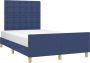 Maison Exclusive Bedframe met hoofdeinde stof blauw 120x200 cm - Thumbnail 1