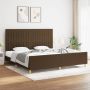 Maison Exclusive Bedframe met hoofdeinde stof donkerbruin 200x200 cm - Thumbnail 2