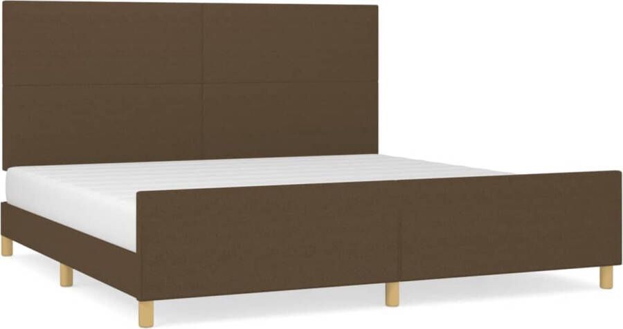 Maison Exclusive Bedframe met hoofdeinde stof donkerbruin 200x200 cm - Foto 1