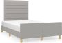 Maison Exclusive Bedframe met hoofdeinde stof lichtgrijs 120x200 cm - Thumbnail 3