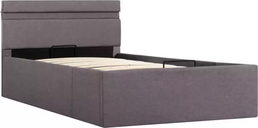 Maison Exclusive Bedframe met hydraulische opslag en LED stof taupe 100x200 cm