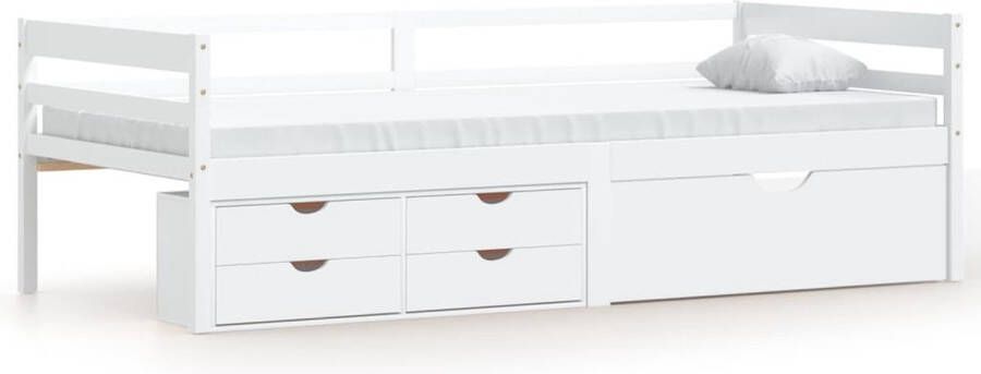 Maison Exclusive Bedframe met lades en kast massief grenenhout wit 90x200 cm