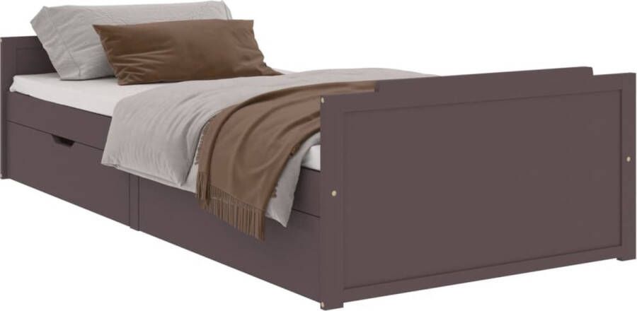 Maison Exclusive Bedframe met lades massief grenenhout donkerbruin 90x200 cm