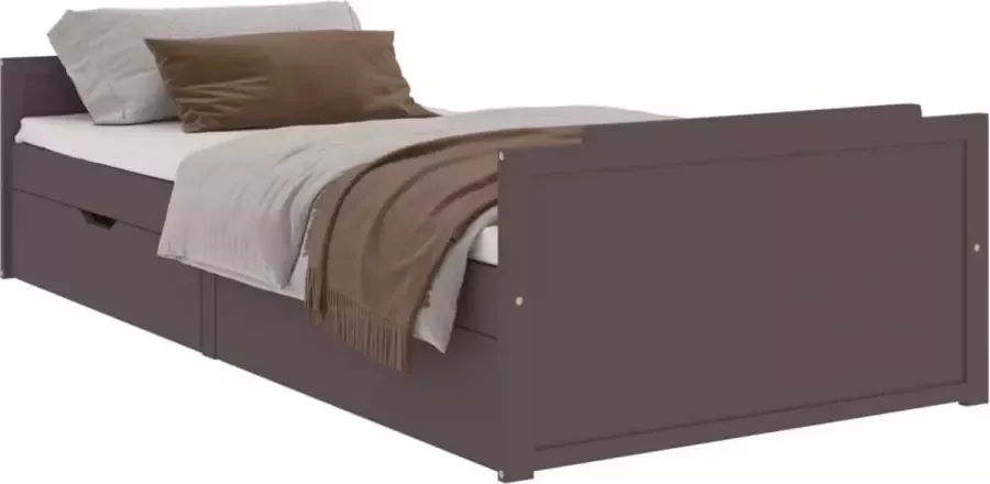 Maison Exclusive Bedframe met lades massief grenenhout donkerbruin 90x200 cm