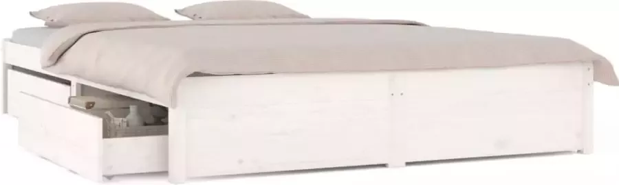 Maison Exclusive Bedframe met lades wit 120x190 cm 4FT Small Double