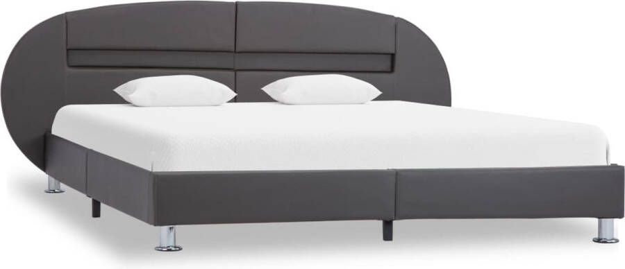 Maison Exclusive Bedframe met LED kunstleer grijs 120x200 cm