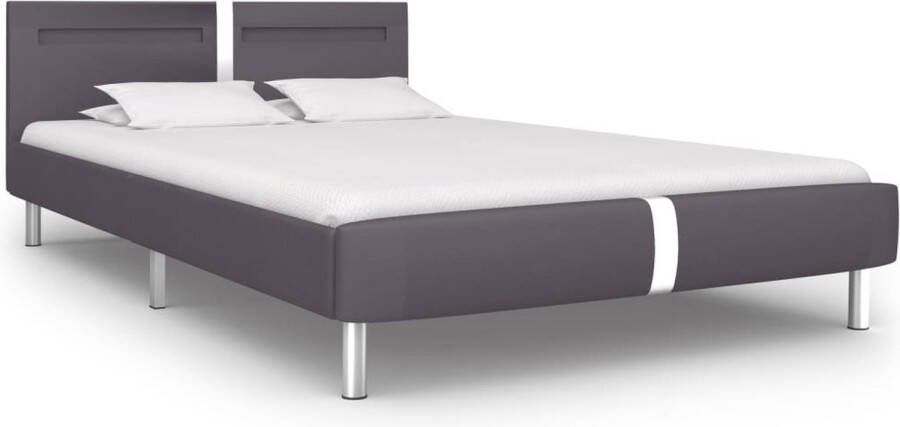 Maison Exclusive Bedframe met LED kunstleer grijs 120x200 cm