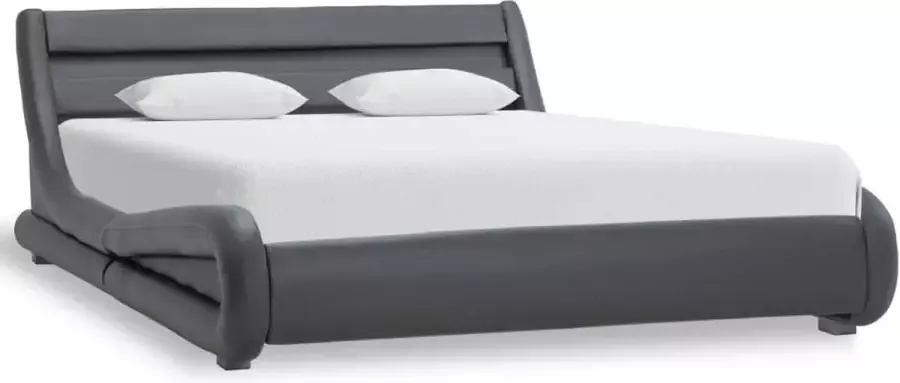 Maison Exclusive Bedframe met LED kunstleer grijs 120x200 cm