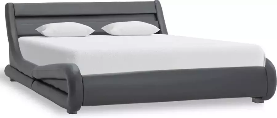 Maison Exclusive Bedframe met LED kunstleer grijs 140x200 cm