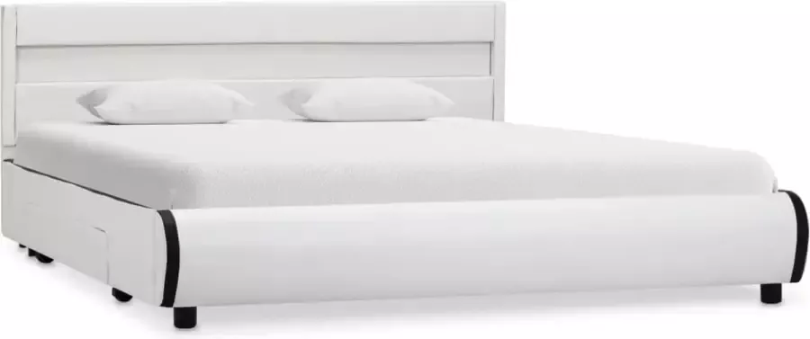Maison Exclusive Bedframe met LED kunstleer wit 160x200 cm