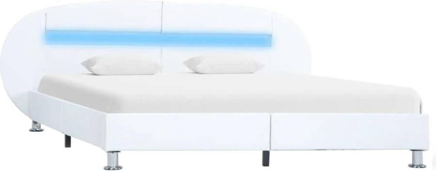 Maison Exclusive Bedframe met LED kunstleer wit 180x200 cm