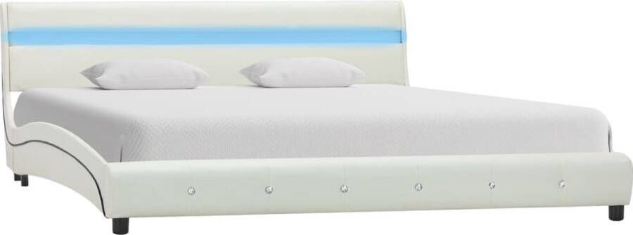 Maison Exclusive Bedframe met LED kunstleer wit 180x200 cm