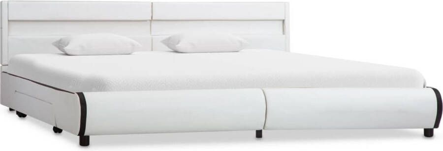 Maison Exclusive Bedframe met LED kunstleer wit 180x200 cm