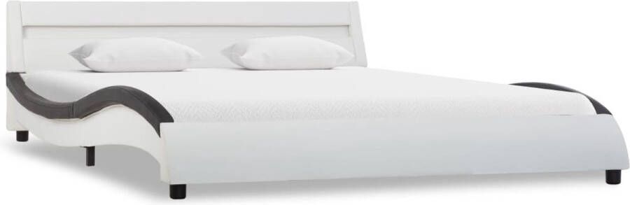 Maison Exclusive Bedframe met LED kunstleer wit en zwart 160x200 cm