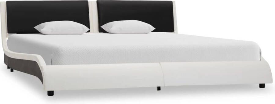 Maison Exclusive Bedframe met LED kunstleer wit en zwart 160x200 cm