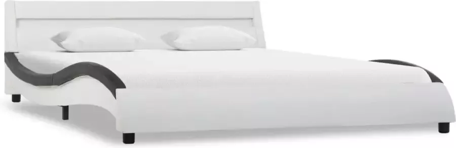 Maison Exclusive Bedframe met LED kunstleer wit en zwart 160x200 cm