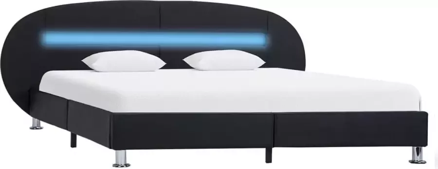 Maison Exclusive Bedframe met LED kunstleer zwart 160x200 cm