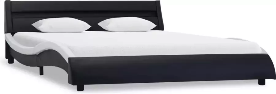 Maison Exclusive Bedframe met LED kunstleer zwart en wit 140x200 cm
