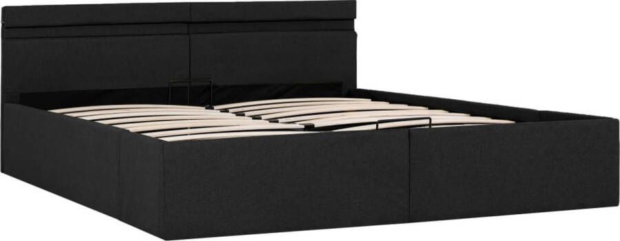 Maison Exclusive Bedframe met opbergruimte en LED stof donkergrijs 160x200 cm
